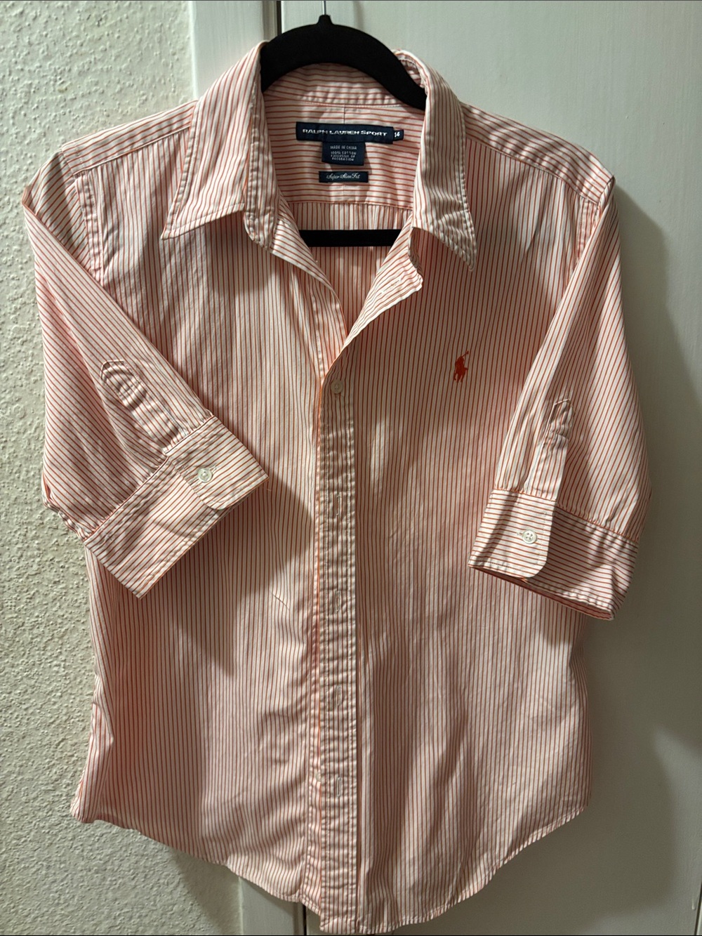 Ralph Lauren Pink & White Striped Classic Button-Down Shirt